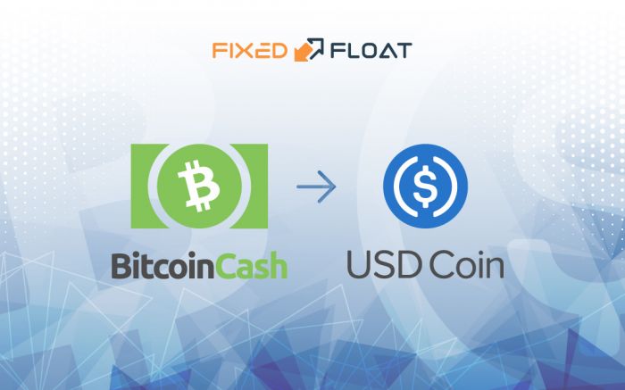 Câmbio Bitcoin Cash por USD Coin